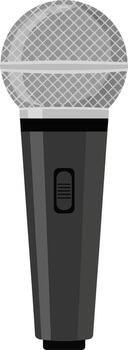 illustration of a classic dynamic microphone with a silver mesh grille isolated on a white background. vector