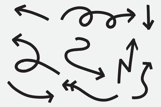 conjunto de flecha mano dibujar garabatear bueno para icono, símbolo, elemento diseño, icono, etc vector