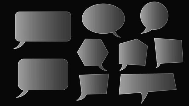 Modern black speech bubbles with clean shadow and highlight effect vector