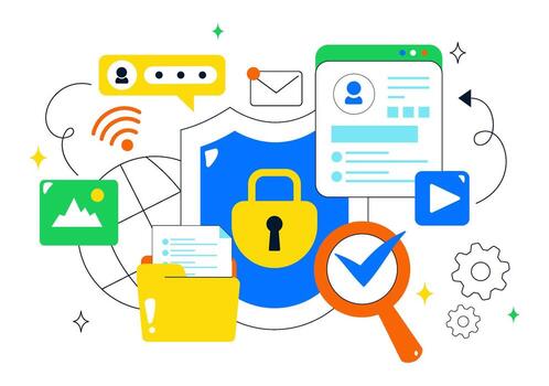 información seguridad diseño presentando proteger, bloquear icono, y seguro datos proteccion concepto vector