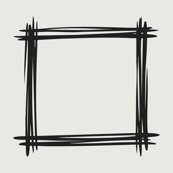 Abstract Hand-Drawn Scribble Square Frame Design in Black vector
