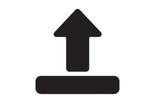 Upload icon graphic of an arrow pointing up from a horizontal bar vector