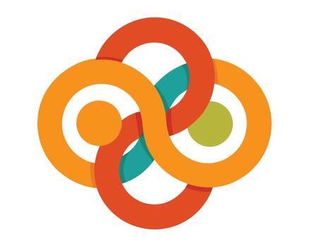 Abstract interlocking circles design for business connection and integration concept vector