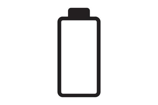 Empty battery icon on white, power low indicator symbol graphic vector
