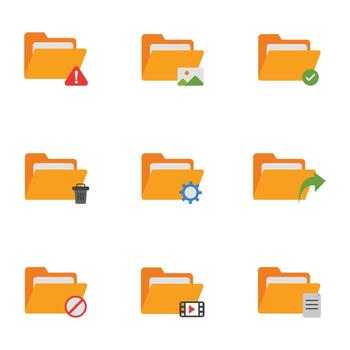 Set of folder icons. various folder models. Stock Illustration vector