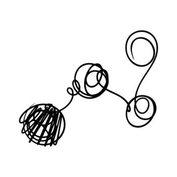 Abstract continuous line art doodle tangled chaotic scribble connection concept vector