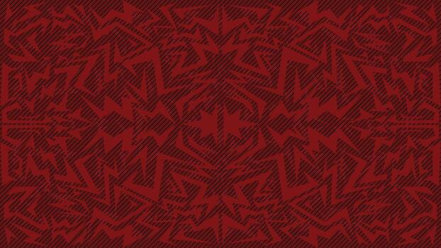 Geometric Tribal Abstract Pattern in Deep Maroon and Black with Symmetrical Zigzag and Lightning Shapes for Modern Background, Poster Design, and Digital Art Decoration vector