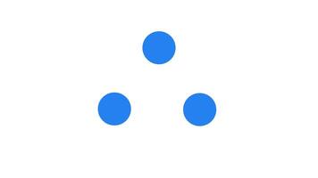 tre fast blå prickar konvergerande och roterande läser in ikon animation. animerad lastare isolerat på vit transparent. webb design komponent 4k . buffert, spinnare, förladdare. användare gränssnitt element video