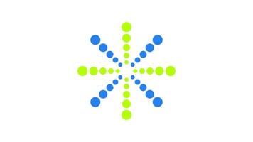 roterande radiell starburst prickar läser in animation. blå grön cirkulär rörelse. animerad throbber på transparent bakgrund. ui design element 4k för ladda ner ladda upp. framsteg indikator, buffrande video