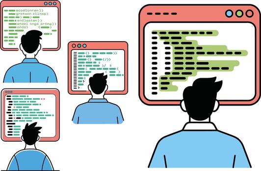 codificación trabajo en equipo colaborativo software desarrollo vector