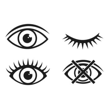 Set of Eyes in Various States Open Closed and Blinded Illustrations vector