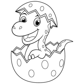 Happy Hatchling Dinosaur Emerging from Eggshell vector