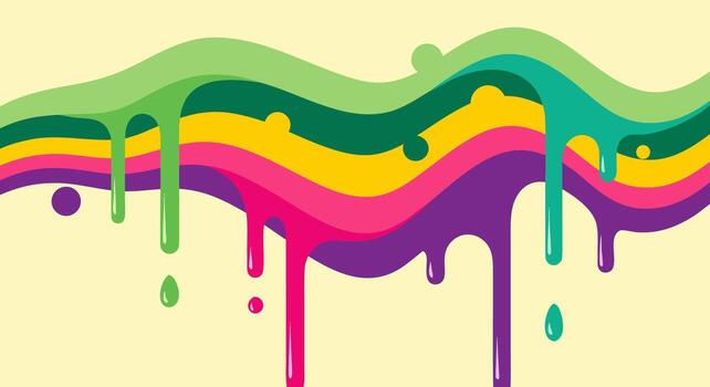 resumen vistoso pintar gotea y olas en un ligero fondo, un vibrante y juguetón gráfico diseño vector