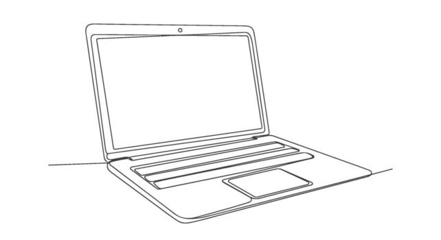 One single continuous line drawing of a modern laptop, representing technology, digital connection, and sleek minimalist design for contemporary concepts vector