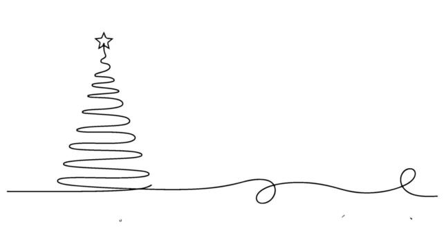 continuo línea un soltero carrera Navidad árbol con uno intacto línea Arte vector