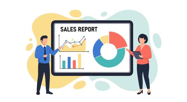 Analyzing Sales Report with Data Visualization vector