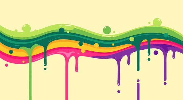 vibrante digital gráfico de psicodélico olas de derritiendo colores y goteo cosa muy pegajosa en un ligero fondo, un resumen ilustración vector