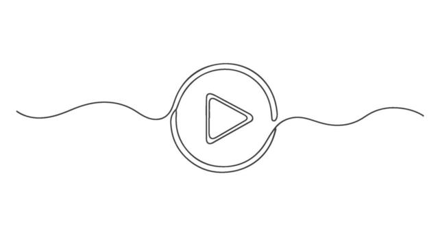 Play Button One Continuous Line - A Single Stroke vector