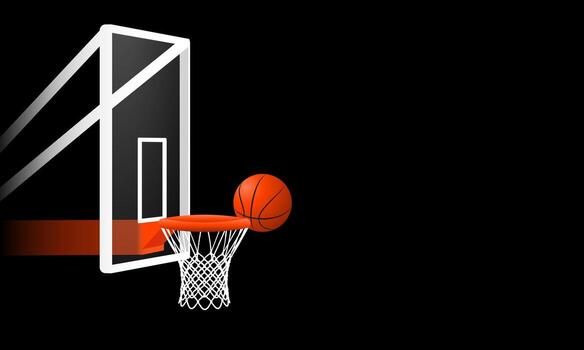 Basketball missing hoop and net view from left side illustration vector