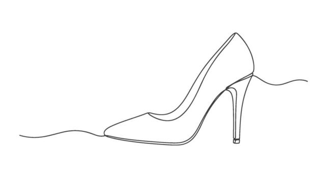 Elegant high heel shoe, a continuous line drawing in one stroke, minimalist and modern design vector
