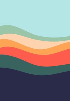 Abstract Wavy Lines Overlapping Layers in a Soft Color Palette, Minimalist Graphic Design vector