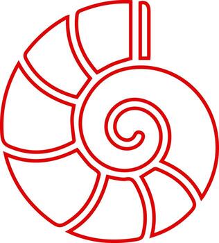Stylized red outline of a nautilus shell vector