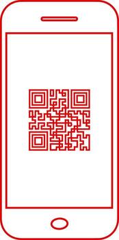 teléfono inteligente mostrando un rojo qr código en sus pantalla vector