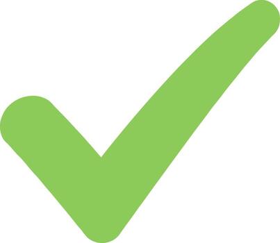 Simple Handdrawn Check Mark Sign in Green Color Shape Icon vector