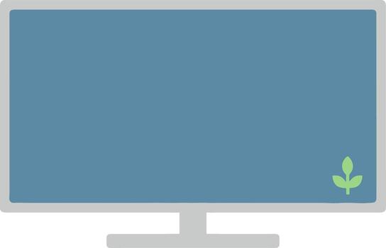 Flat Style Monitor Screen Display with Green Leaf Ecology Sign Icon vector