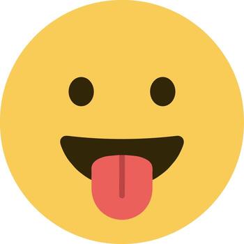 Flat Style Simple Face with Tongue Out Expressing Emotion Emoji vector