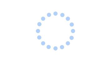 secuencial azul puntos circular Encendiendo arriba cargando icono animación. animado cargador aislado en blanco transparente. web diseño componente 4k . buffer, hilandero, precargador usuario interfaz elemento video