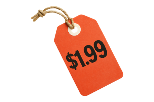 rood uitverkoop prijs label met een dollar negentig negen geïsoleerd Aan een transparant achtergrond png