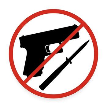 No Weapon Allowed isolated Red Sign on white background with shadow vector