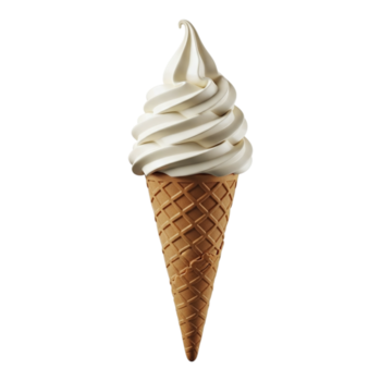 en mjuk tjäna is grädde kon med vanilj virvla runt i en våffla kon isolerat på transparent bakgrund png