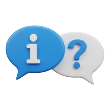 Due discorso bolla icone, uno con un io e il altro con un' domanda marchio, isolato su trasparente sfondo png