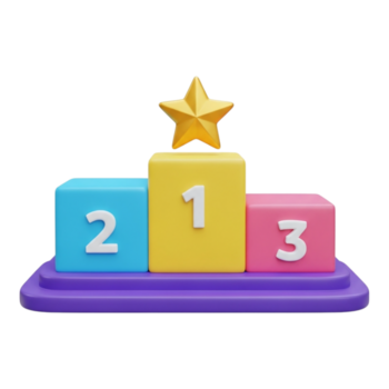 un' 3d podio con un' oro stella su superiore, visualizzazione primo, secondo, e terzo posto posizioni isolato su trasparente sfondo png