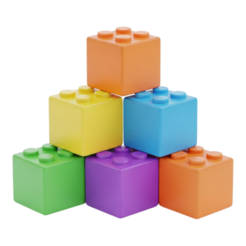 A pyramid stack of colorful building blocks, isolated on transparent background png