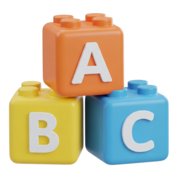 tre colorato edificio blocchi con lettere un, b, e c impilati insieme, isolato su trasparente sfondo png