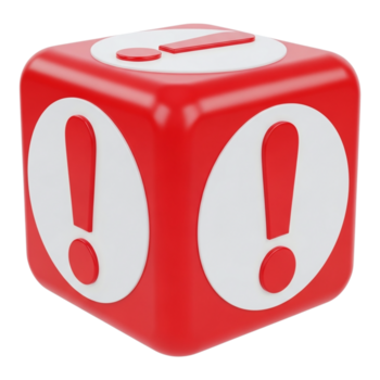 vermelho cubo com exclamação marcas em múltiplo rostos, isolado em transparente fundo png