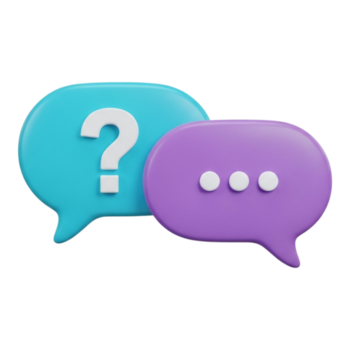 Two speech bubbles, one with a question mark and the other with ellipses, isolated on transparent background png