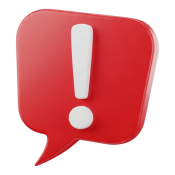 vermelho discurso bolha com uma branco exclamação marca isolado em transparente fundo png