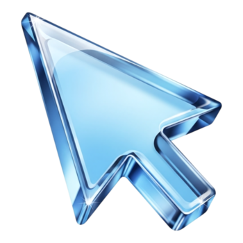 een glanzend, transparant blauw computer muis cursor pijl, geïsoleerd Aan een transparant achtergrond png