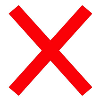 A large red x symbol, indicating negation or error, isolated on transparent background png