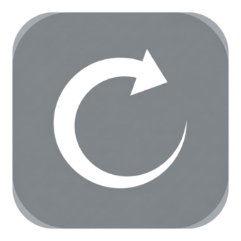 un' bianca circolare freccia simbolo su un' grigio piazza sfondo con arrotondato angoli, che rappresentano ricaricare o ripetere azione isolato su trasparente sfondo png