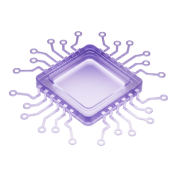een Purper computer bewerker spaander met veel pinnen geïsoleerd Aan transparant achtergrond png