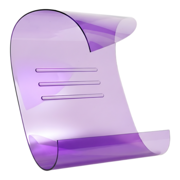 een doorzichtig Purper rol of document icoon geïsoleerd Aan een transparant achtergrond, suggereren informatie of gegevens png