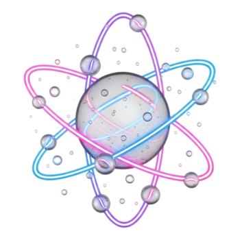 astratto atomo modello con orbitante elettroni e nucleo, isolato su trasparente sfondo png
