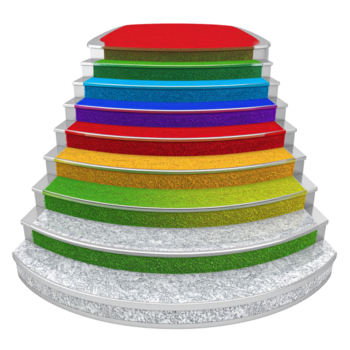 ein mehrfarbig Treppe, mit jeder Schritt ein anders Farbton, schwebend im Raum png