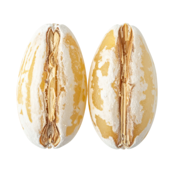 avvicinamento di Due scafo grano noccioli, ogni Diviso Aperto per svelare il interno parte png