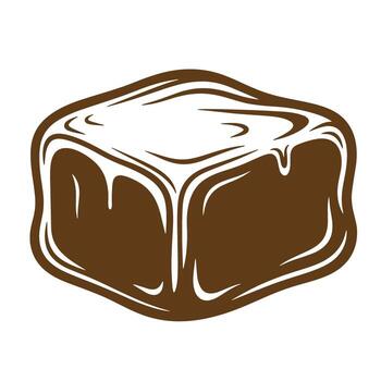 Delicious chocolate fudge illustration in a sketch vintage style with dripping icing effect vector